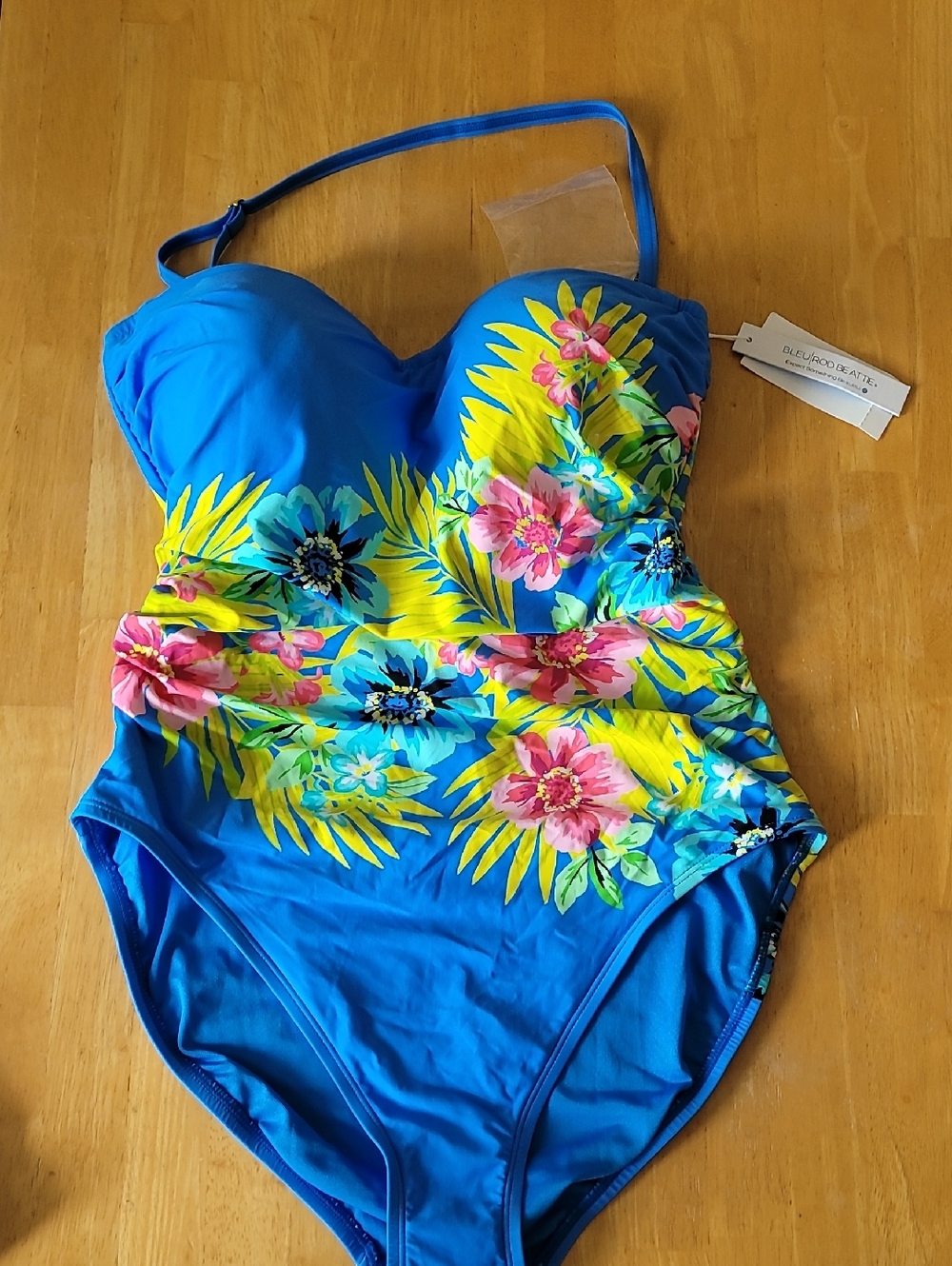 Bleu Rod Beattie Let's Get Away Printed Shirred One-Piece Swimsuit - Picture 2 of 12